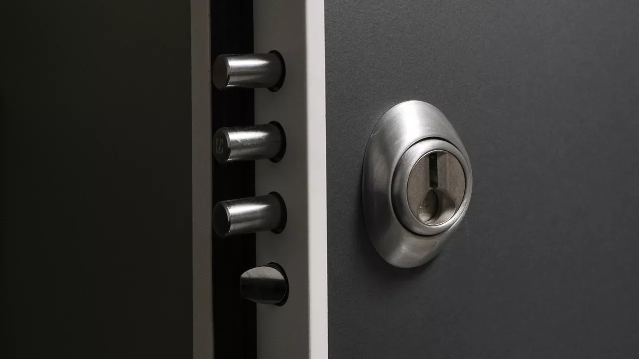 Protecteur de cylindre Defender magnétique Mottura installé sur une porte blindée